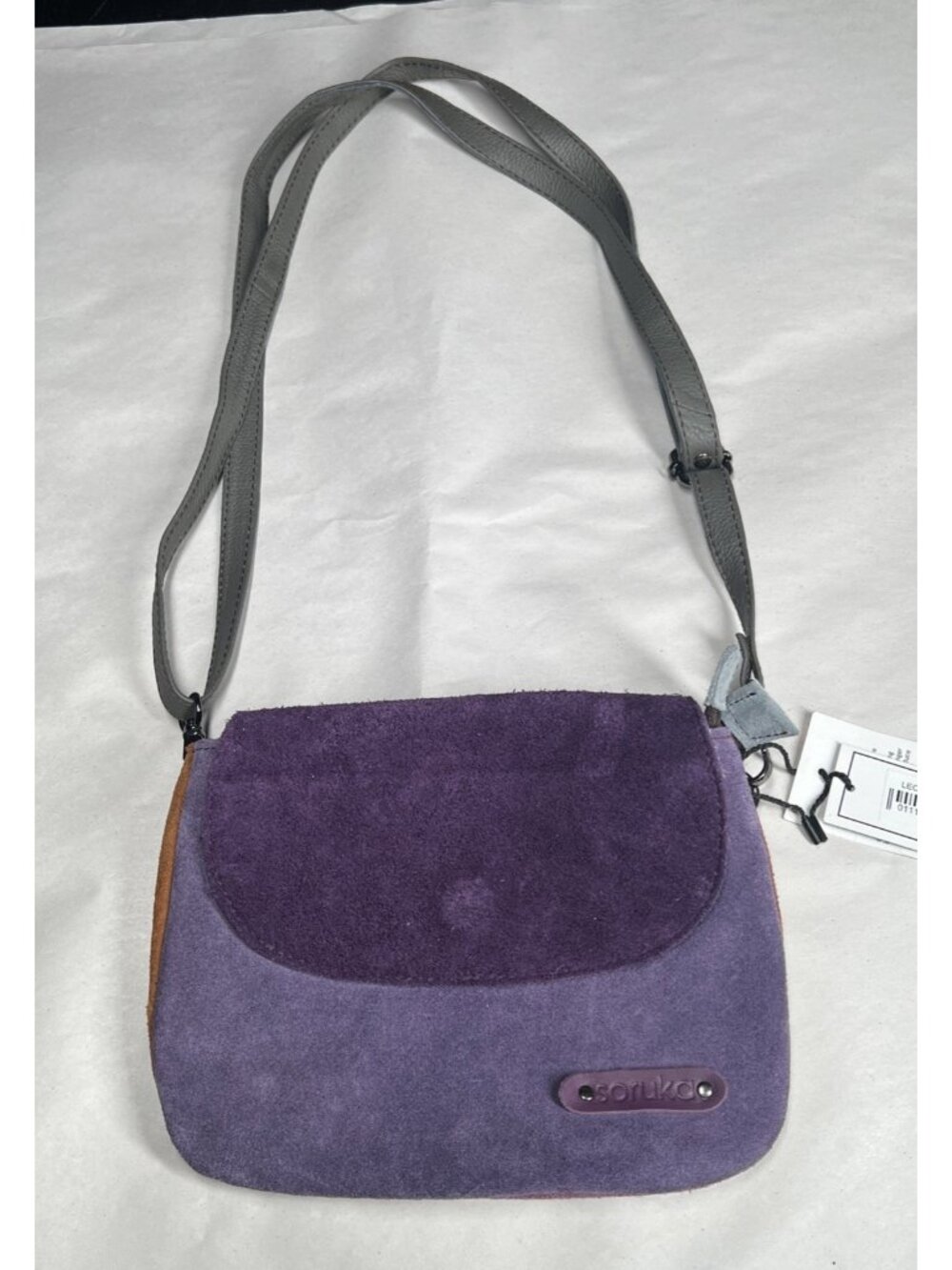 Soruka Reversible Leather Suede Crossbody Bag Upcycled Cowhide Purse Multicolor